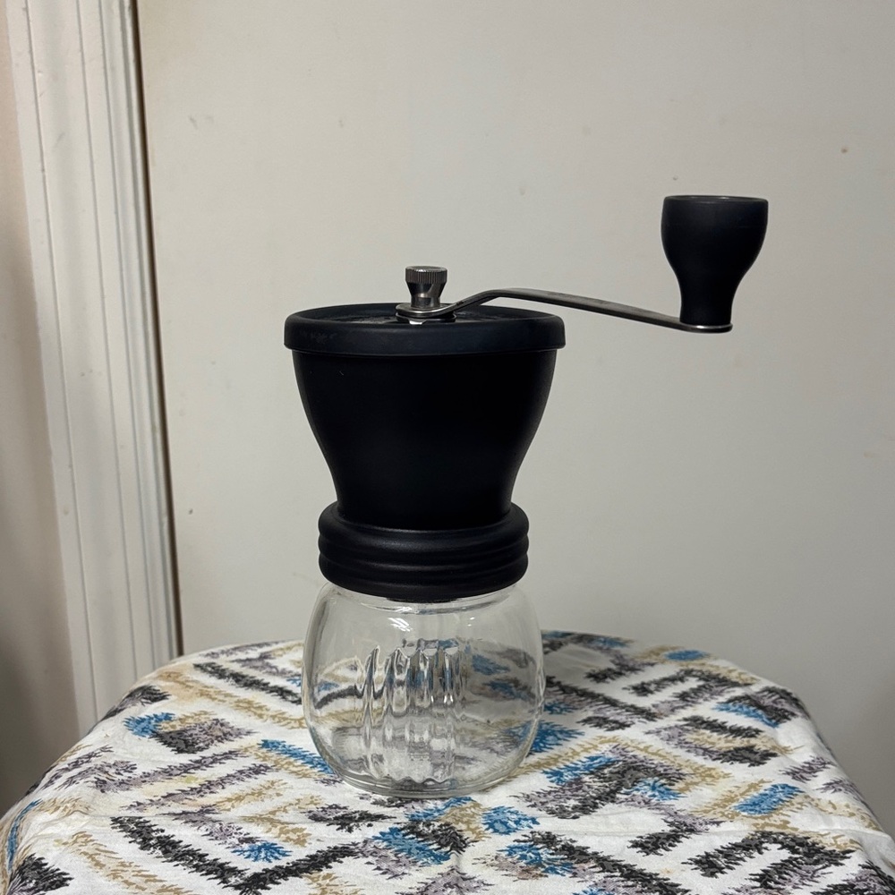 Black Manual Coffee Grinder with Glass Jar - Picture 3 of 6